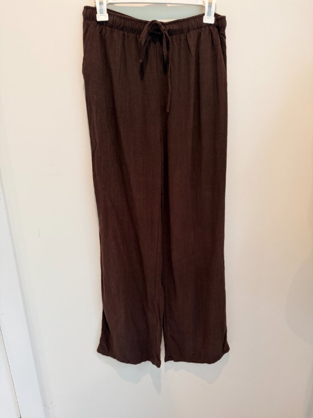 Blenca Brown Linen Drawstring Lightweight Pants Size L - Picture 1 of 6